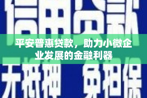 兴宁平安普惠贷款，助力小微企业发展的金融利器