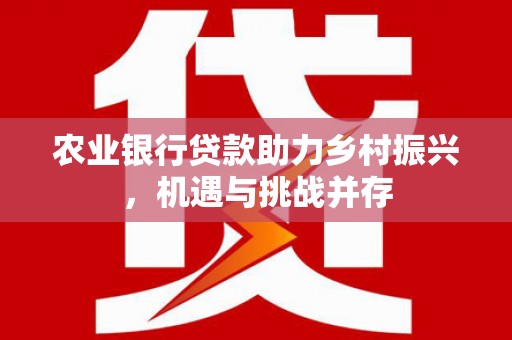 兴宁农业银行贷款助力乡村振兴，机遇与挑战并存